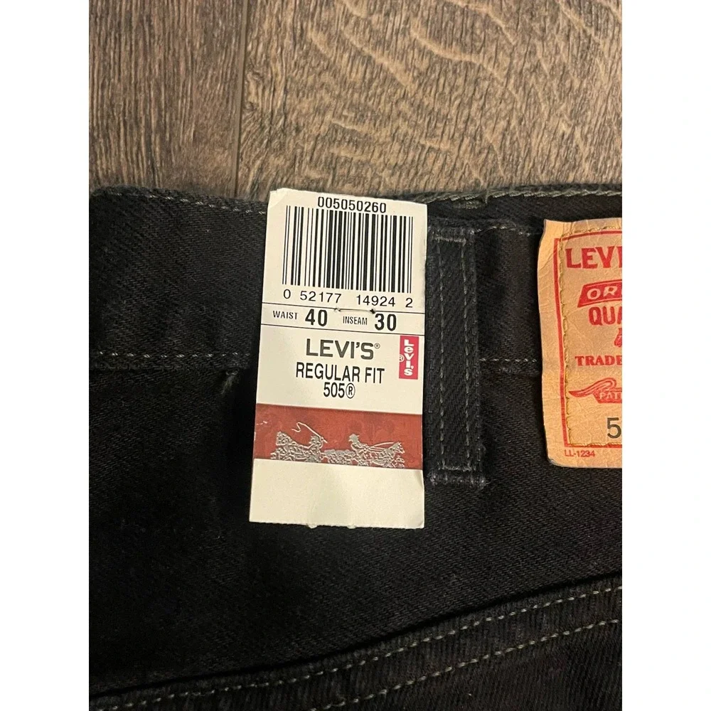VTG Levis Jeans 505 Men's 40x30 Regular Fit Straight Leg Black Denim 2005 NEW